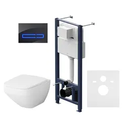 AM.PM Инсталляция  с клав Touchless Pro стекло, чёр с подв унит Inspire V2.0 FlashClean с сид м/л