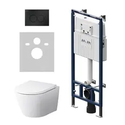 AM.PM Инсталляция MasterFit с клав L черн мат с подвес унит  SenseFlashClean с сид м/л