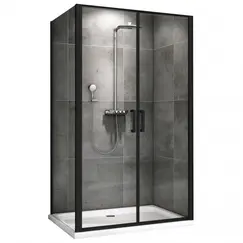 Душевой уголок ABBER Sonnenstrand  прозрачное/черный , в угол