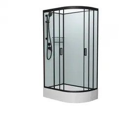 Душевая кабина Frank F412/1 М L/R Black  матовое стекло средний поддон