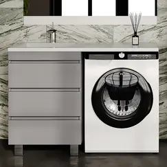 Тумба напольная с раковиной "Даллас ЛЕОН 120", Люкс серая, PLUS