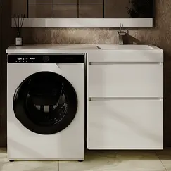 Тумба подвесная с раковиной  "Даллас ЛЕОН 120", Люкс белая, PLUS