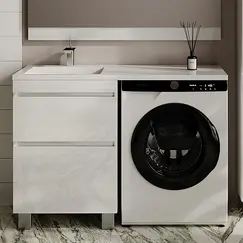 Тумба напольная с раковиной "Даллас ЛЕОН 120", Люкс белая, PLUS