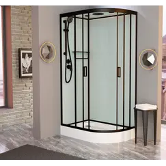 Душевая кабина Frank F412L М Black  матовое стекло низкий поддон