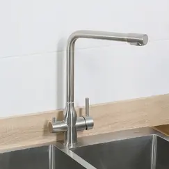 Смеситель д/кухни MELANA-610304 Stello нерж.сталь, с переключателем на фильтр, однорычажный, сатин