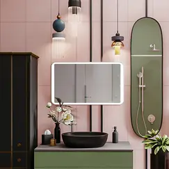 Зеркало с LED-подсветкой MELANA-12070/10070 подогрев / часы (MLN-LED052)