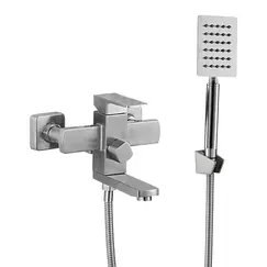 Смеситель д/ванны MELANA-610205 Cubo нерж.сталь, однорычажный, сатин, литой излив