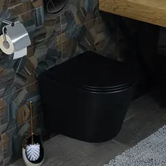 Унитаз подвесной безободковый MLN-310302MB  (матовый черный), крышка дюропласт