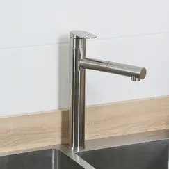 Смеситель д/кухни MELANA-610303 Stello нерж.сталь, однорычажный, сатин, вытяжной излив