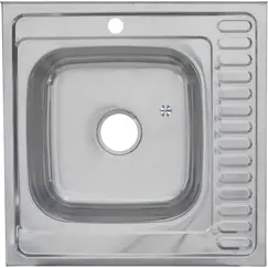 Мойка 6060 L/R MELANA 0,8/180 декор/полированная  накладная  с сифоном