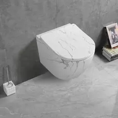 Унитаз SELLA Aria Tornado MMW Ceruttispa CT9532   подвесной безободковый белый мрамор матовый