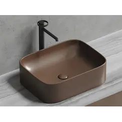 Умывальник чаша Ceramica Nova накладная прямоугольная (цвет Темно-Коричневый Матовый) Element 505*380*150мм