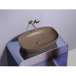 Умывальник чаша Ceramica Nova накладная овальная (цвет Темно-Коричневый Матовый) 600*380*138мм