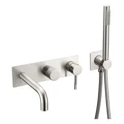 Смеситель встраиваемый с ручным душем и изливом  Boheme UNO 464-3-NB никель