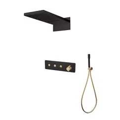 Душевая система скрытого монтажа со смесителем верхним и ручным душем BOHEME FUSION черный 130-BG