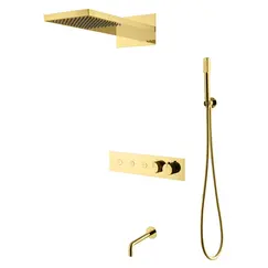 Душевая система с термостатическим смесителем и изливом Boheme FUSION 131-2-G Gold