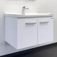 Тумба-умывальник Comforty Рига 70 белый глянец с раковиной Comforty 9335-70