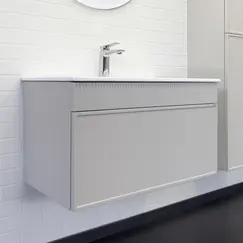 Тумба-умывальник для ванной Comforty Мадрид-80 серый шёлк с раковиной Comforty 80E