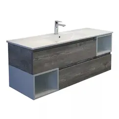 COMFORTY. Тумба-умывальник "Турин" дуб белый /бежевый с раковиной COMFORTY