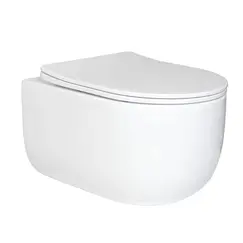 Безободковый подвесной унитаз белый микролифт дюропласт Торнадо Gid Tr2133TF