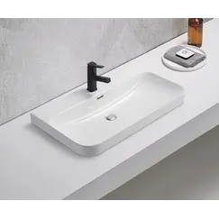 Встраиваемая сверху белая раковина для ванной Gid 9580s