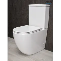 Напольный унитаз белый безободковый микролифт дюропласт Gid Tn2188 (+GEBERIT)