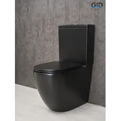 Напольный унитаз черный матовый безободковый микролифт дюропласт Gid Tn2188Bm (+GEBERIT)
