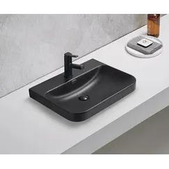 Встраиваемая сверху черная матовая раковина для ванной Gid Bm9560s