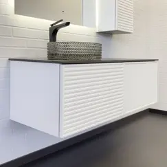 Тумба-умывальник Comforty Геленджик 120 белый матовый со столешницей мрамор Калакатта Блэк c раковиной Comforty