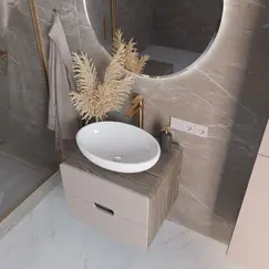 Тумба подвесная 1Marka Vortex  2я орех каньон коньяк/латте фактурный