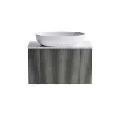 Тумба подвесная с раковиной на столешнице Astra-Form М-40 Slim с 1 ящиком серо-бежевый  матовый