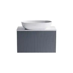 Тумба подвесная с раковиной на столешнице Astra-Form М-40 Slim с 1 ящиком серо-голубой матовый