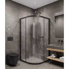 Timo Душевой угол TPSS-90-100/03C-8, раздвиж, проф черный, стекло проз 8 мм