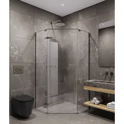 Timo Душевой угол TTSSP-90-100/13C-8, распаш , проф никель, стекло проз 8 мм