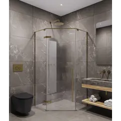 Timo Душевой угол TTSSP-90-100/17C-8, распаш , проф мат золото, стекло проз 8 мм
