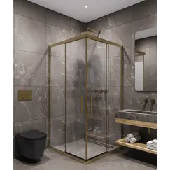 Timo Душевой угол TKSS-90-100/17C-8, раздвиж ,проф мат золото, стекло проз 8 мм
