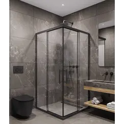 Timo Душевой угол TKSS-90-100/03C-8, раздвиж , проф черный, стекло проз 8 мм