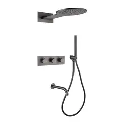 Душевая система ABBER Wasser Kreis AF8150NG скрытого монтажа с изливом, термостат, никель