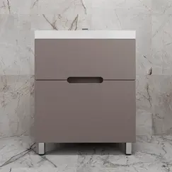 Тумба напольная Style line "Матис " с раковиной ASTI (2 ящика), ТАУП ТЁМНЫЙ, ЭМАЛЬ