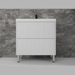 Тумба напольная "Стокгольм 80" с раковиной Classic , (2 ящ.) белый рифленый софт, PUSH