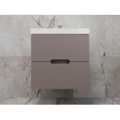 Тумба подвесная Style Line  "Матис", с раковиной Classic , (2 ящика), тауп темный, эмаль