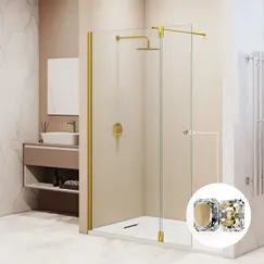 Душевая перегородка RGW WA-054Gb (WA-010Gb + Z-072Gb) прозрачное/золото
