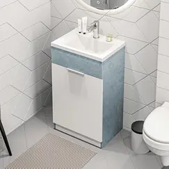 Тумба напольная с раковиной 1Marka Revo 50 см, бетон светло-серый