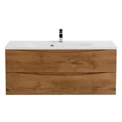 Тумба подвесная BelBagno MARINO Rovere Nature, раковина белая/черная