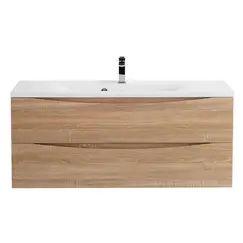 Тумба подвесная BelBagno MARINO Rovere Bianco, раковина белая/черная