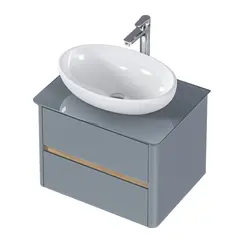 Тумба подвесная 1Marka Monro  2ящика, серый столешница/стекло