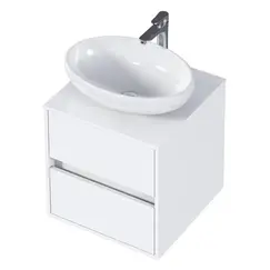 Тумба подвесная 1Marka Veil  2ящика, белая аляска/ столешница белая