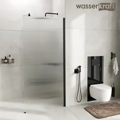Душевая перегородка WasserKRAFT Rur 30W MB-FL ребристое/черный