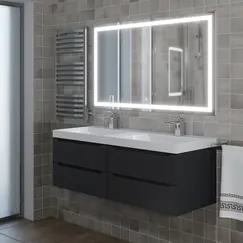 Тумба подвесная  под двойную раковину  Uperwood Tanos 120х45х50 см, черная матовая, 4 ящика