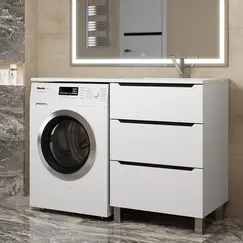 Тумба под стиральную машину напольная Uperwood Tanos 60 белая/графит, 2/3 ящика